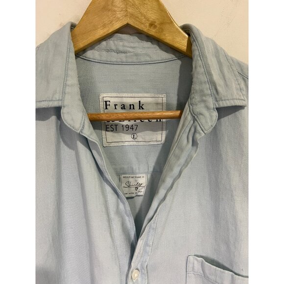 FRANK & EILEEN Shirley Light Blue Distressed Button-down Long-sleeve Shirt LARGE - Picture 2 of 5